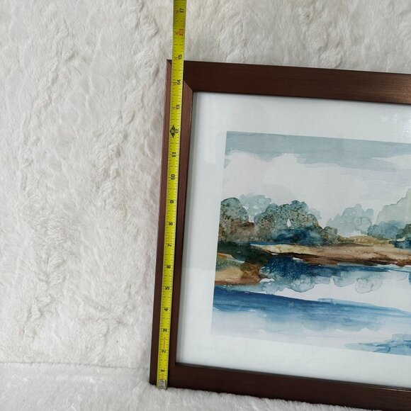 Framed Watercolor Landscape Print - Blue Serenity 15x15- Serene Nature Scene - Picture 5 of 6